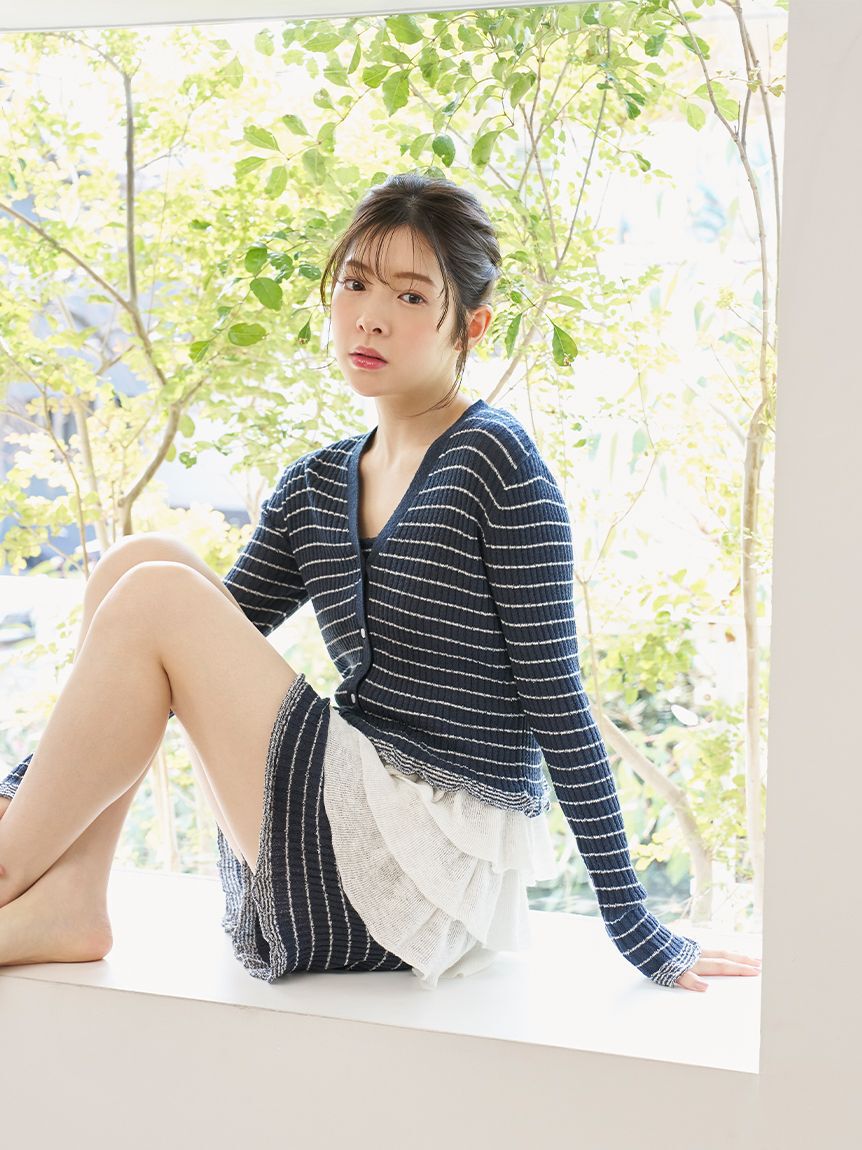 SNIDEL HOME「ボーダーリブショートパンツ」|ルームウェア|
