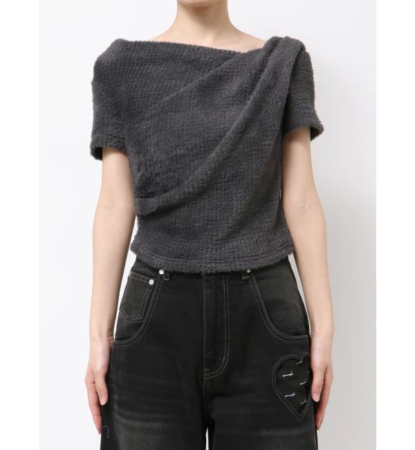 EMODA「テクスチャードレープトップ」|Tシャツ・カットソー|グレー