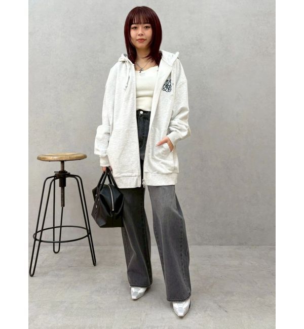 EVRIS「BACKスラッシュレースワイドデニムパンツ」|デニム|