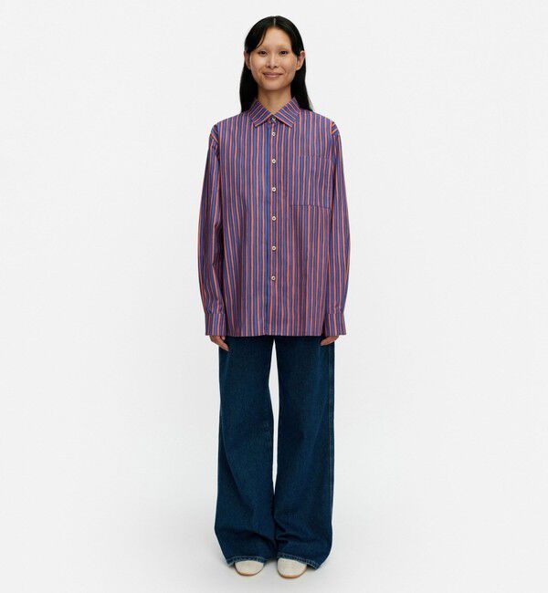 Marimekko「Jokapoika シャツ」|シャツ・ブラウス|レッド&times;ブルー
