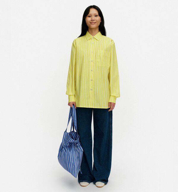 Marimekko「Jokapoika シャツ」|シャツ・ブラウス|イエロー&times;ホワイト