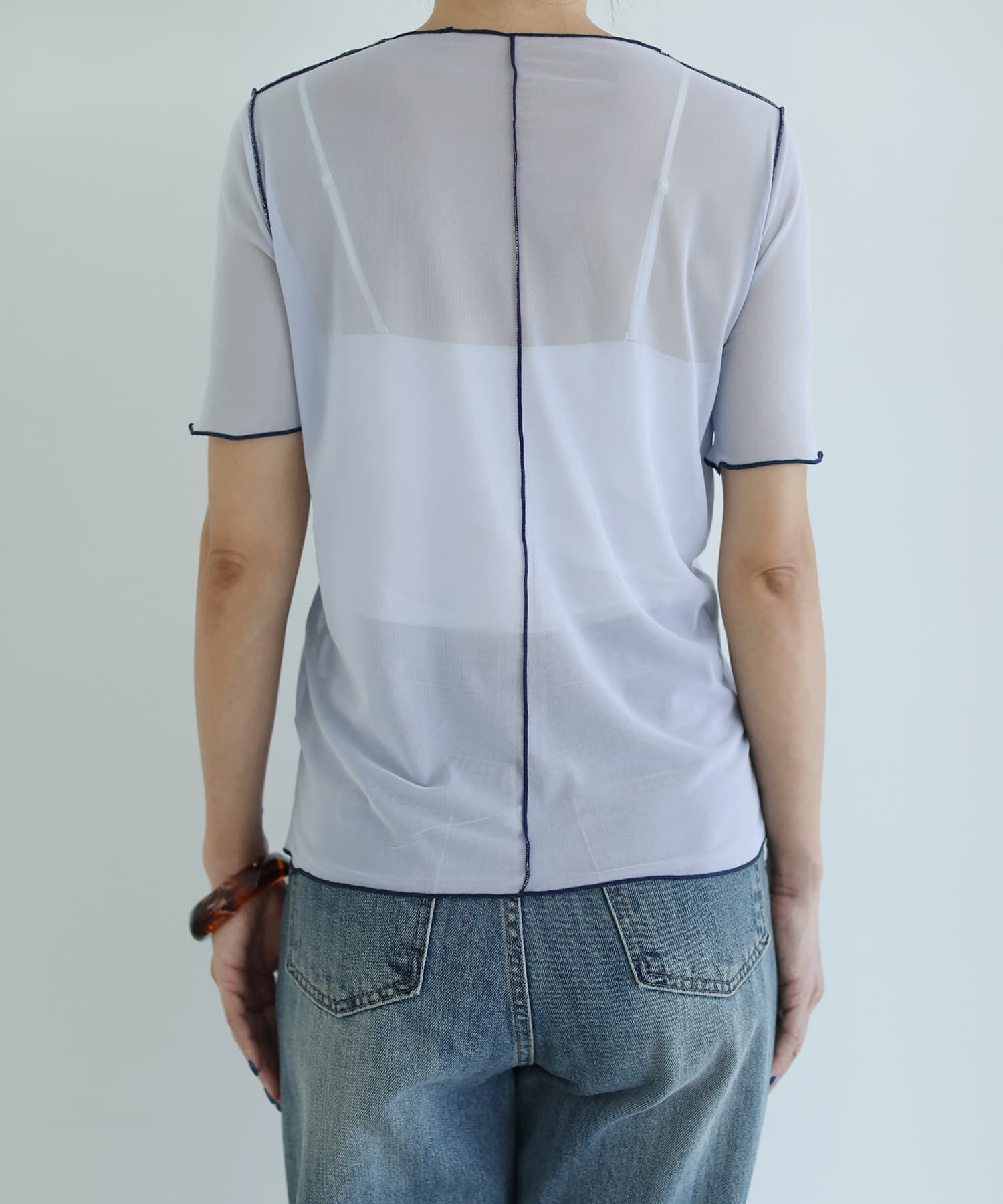STYLE DELI「トリミング半袖シアートップス」|Tシャツ・カットソー|