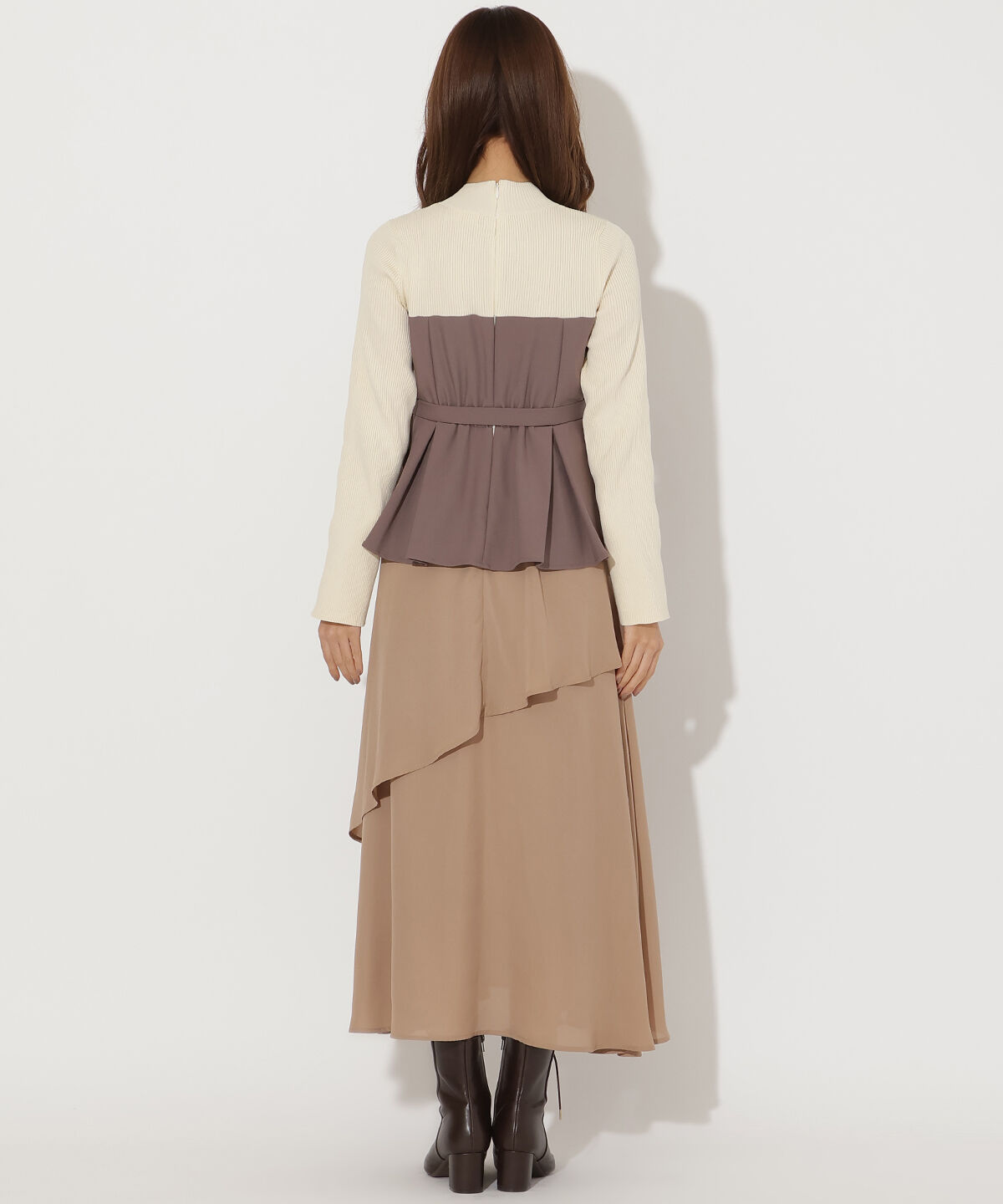 アンドクチュール「ニット切替アシンメトリーワンピース」|ワンピース|