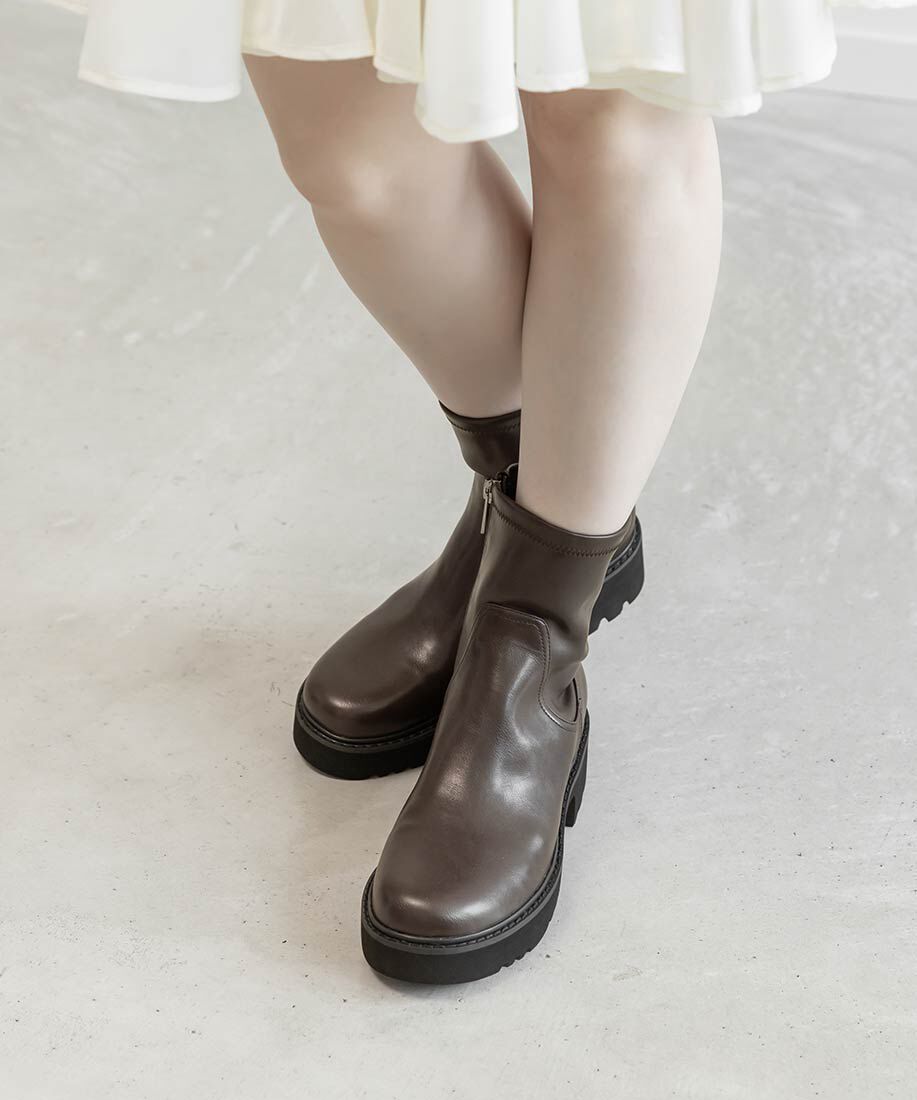 「晴雨兼用 ボリュームソールベーシックショートブーツ」|ショートブーツ|