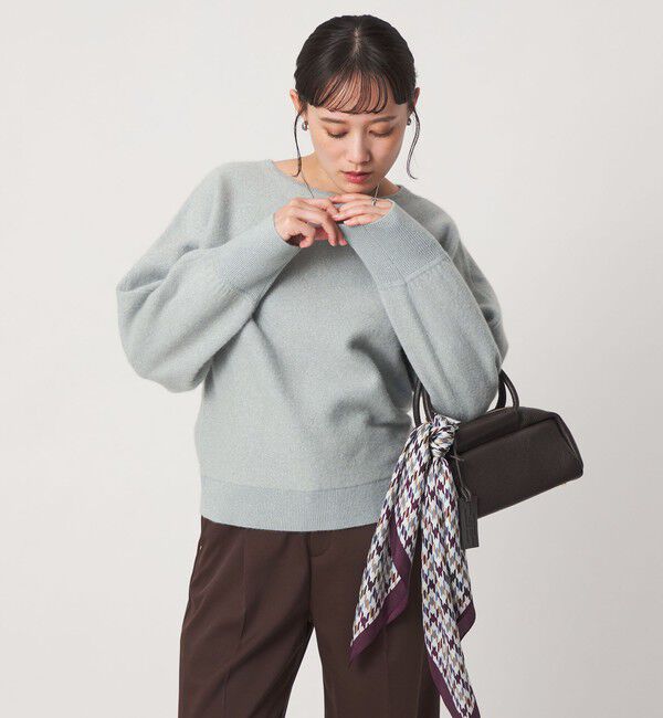 UNITED ARROWS green label relaxing「FOXブレンド ラメ フォルム ドルマン ニット」|ニット・セーター|LT.BLUE