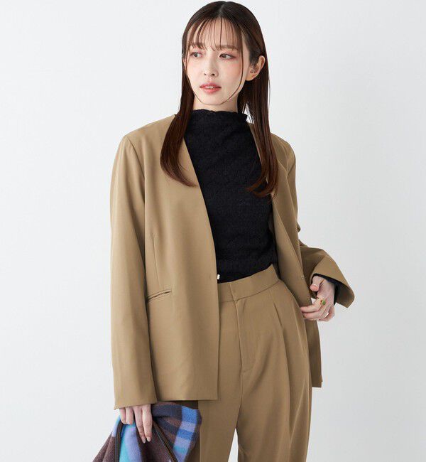 SHIPS Colors 「SHIPS Colors:〈手洗い可能〉2WAY ストレッチ Vカラー ジャケット（セットアップ対応可能）◇」|ノーカラージャケット|