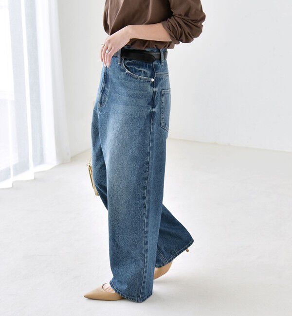 quaranciel「〈洗濯機可能〉ハイライズ ルーズ ワイド デニム パンツ」|デニム|