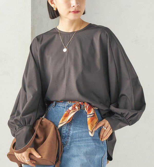 SHIPS for women「〈手洗い可能〉セルロース ポンチ ドルマン プルオーバー」|Tシャツ・カットソー|ダークグレー