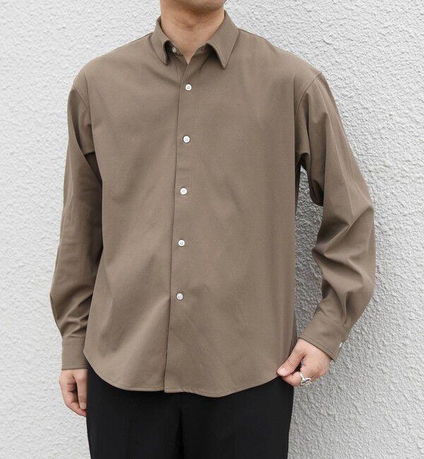SHIPS any「〈吸水速乾〉SORONA(R) ストレッチ ジャージー レギュラーカラー シャツ◇」|シャツ・ブラウス|カーキ