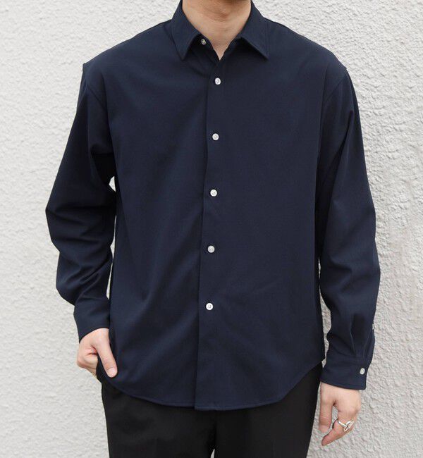 SHIPS any「〈吸水速乾〉SORONA(R) ストレッチ ジャージー レギュラーカラー シャツ◇」|シャツ・ブラウス|ネイビー