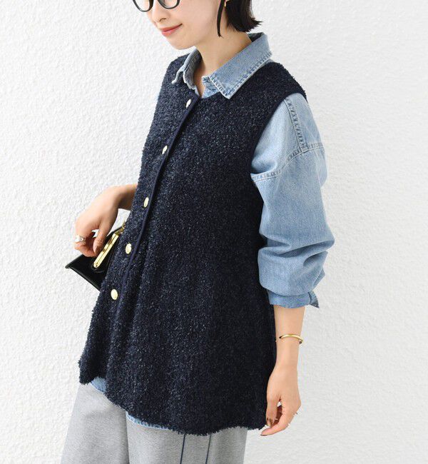 SHIPS for women「《予約》【SHIPS別注】TORRAZZO DONNA:〈手洗い可能〉ペプラム ニット ジレ」|ベスト・ジレ|