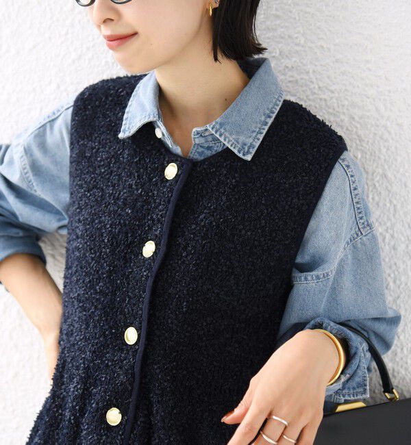 SHIPS for women「《予約》【SHIPS別注】TORRAZZO DONNA:〈手洗い可能〉ペプラム ニット ジレ」|ベスト・ジレ|