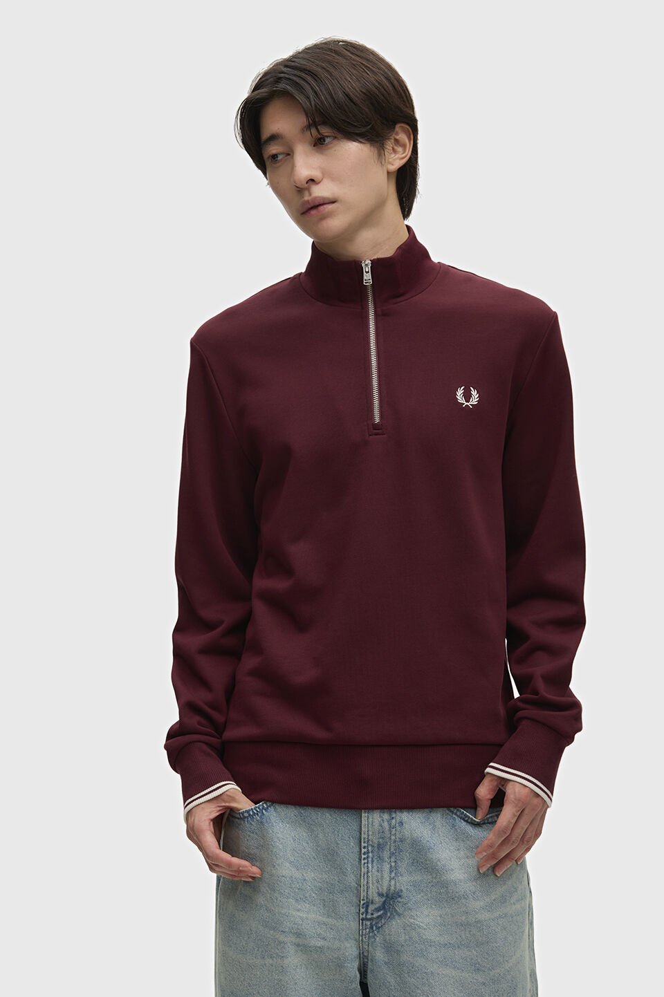 FRED PERRY 「FRED PERRY／Half Zip Sweatshirt／フレッドペリーハーフジップスウェットシャツ」|スウェット・ジャージ|OXBLOOD