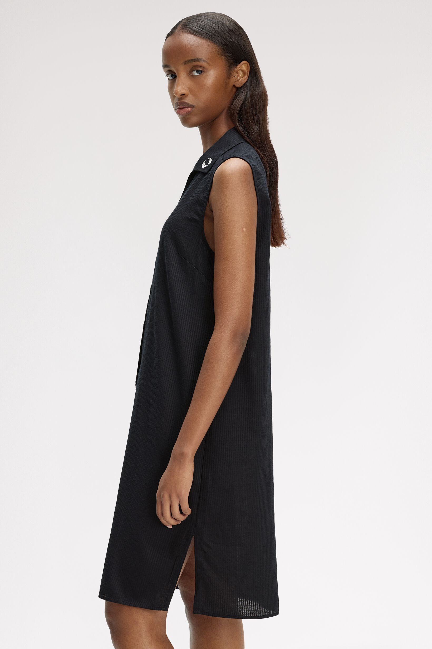 FRED PERRY 「Sheer Stripe Sleeveless Dress／シアーストライプノースリーブワンピース」|ワンピース|