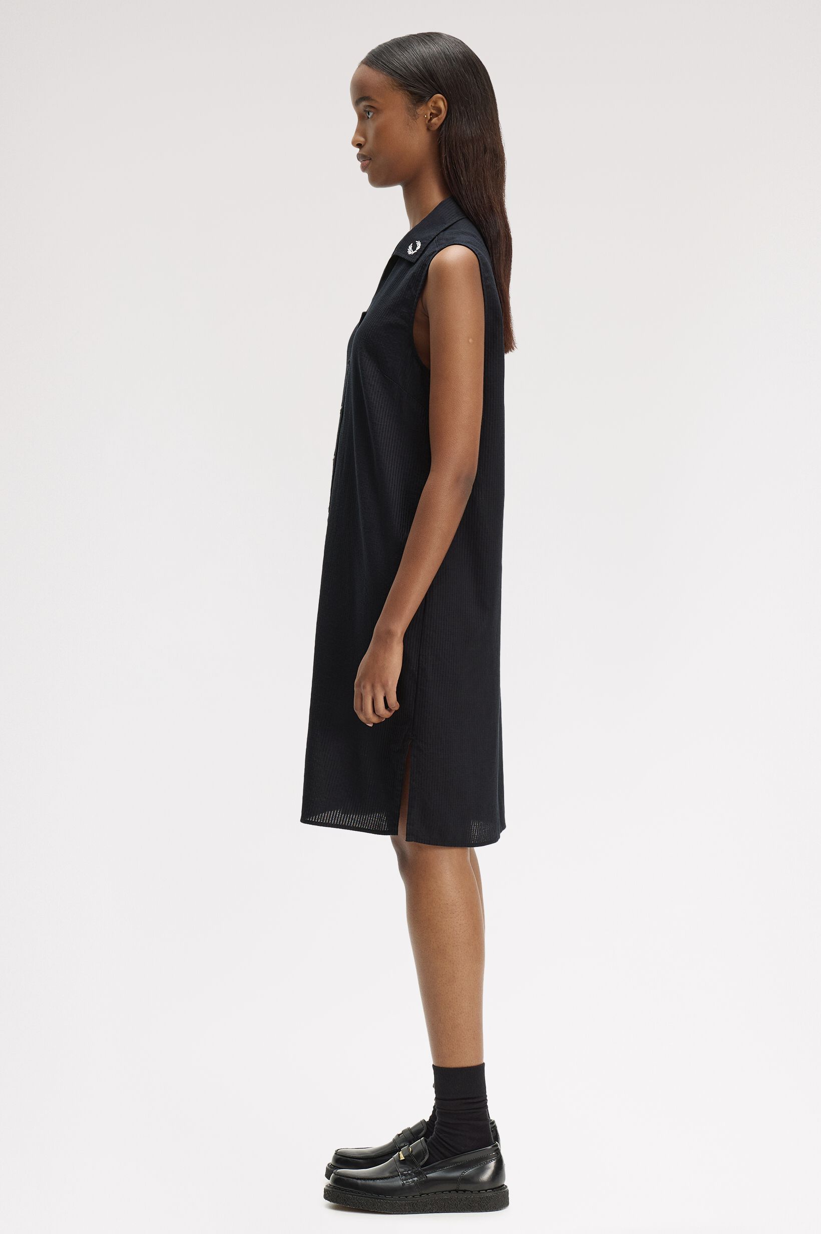 FRED PERRY 「Sheer Stripe Sleeveless Dress／シアーストライプノースリーブワンピース」|ワンピース|