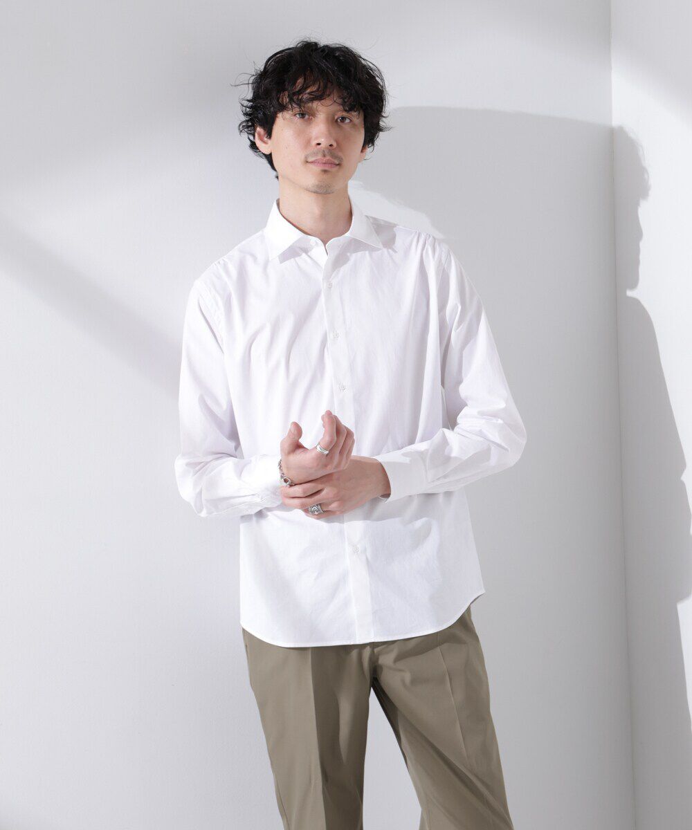 NANO universe「｢N shirt｣Anti Soaked(R) 汗染み防止セミワイドカラーシャツ長袖」|シャツ・ブラウス|ホワイト