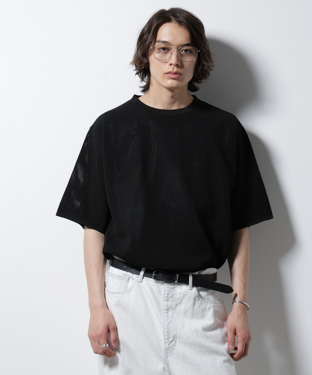 NANO universe「スポンディッシュ メッシュ クルーネックニットTEE」|ニット・セーター|