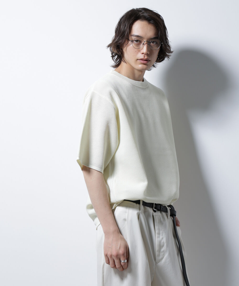 NANO universe「スポンディッシュ メッシュ クルーネックニットTEE」|ニット・セーター|