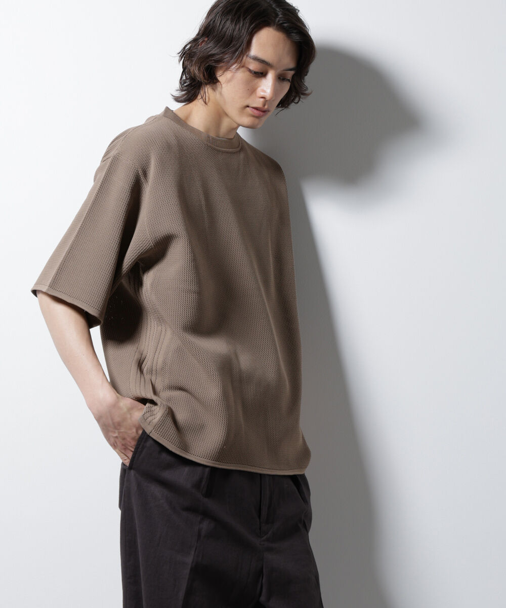 NANO universe「スポンディッシュ メッシュ クルーネックニットTEE」|ニット・セーター|グレージュ3