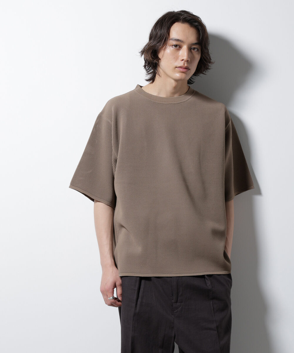 NANO universe「スポンディッシュ メッシュ クルーネックニットTEE」|ニット・セーター|
