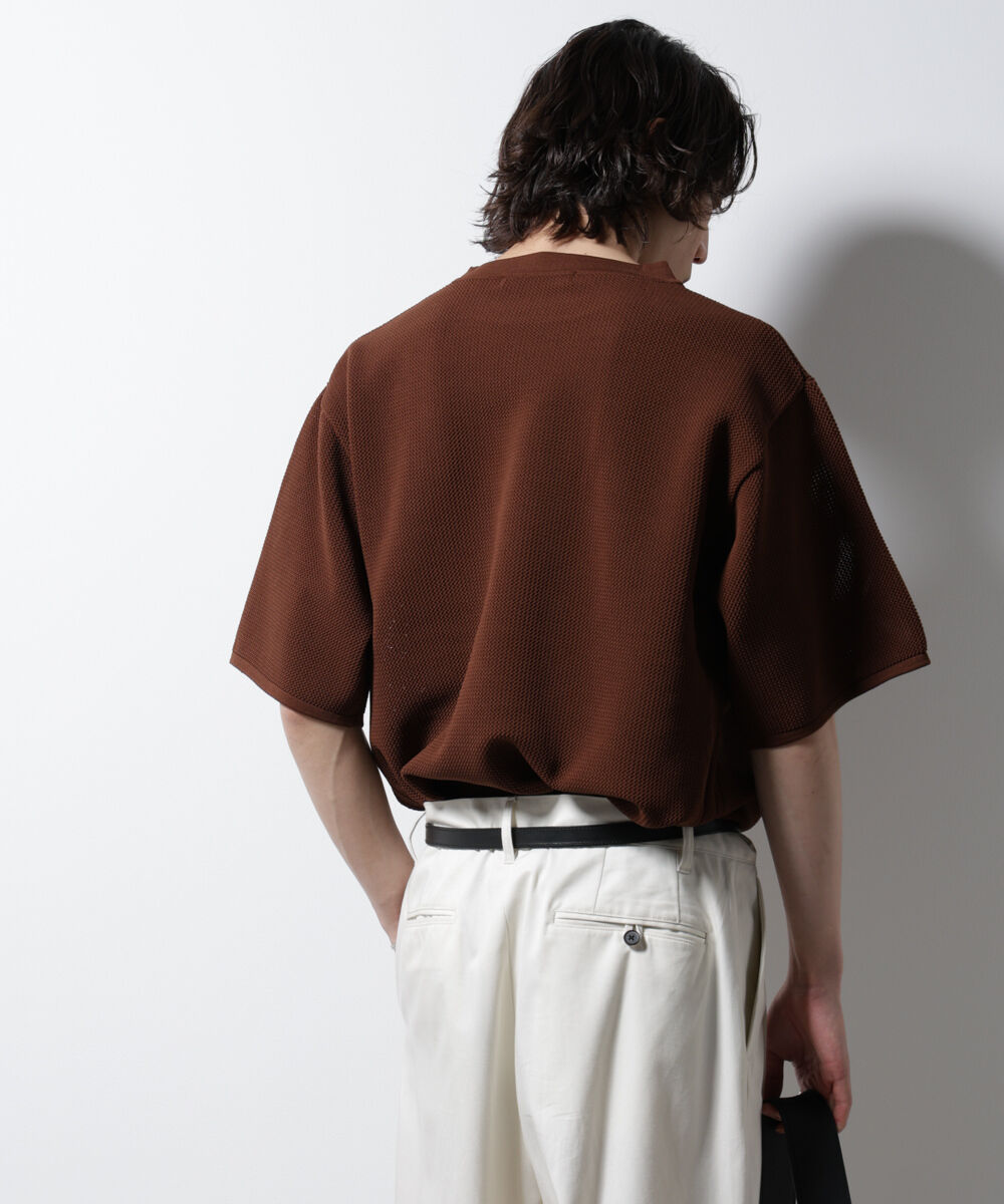 NANO universe「スポンディッシュ メッシュ クルーネックニットTEE」|ニット・セーター|