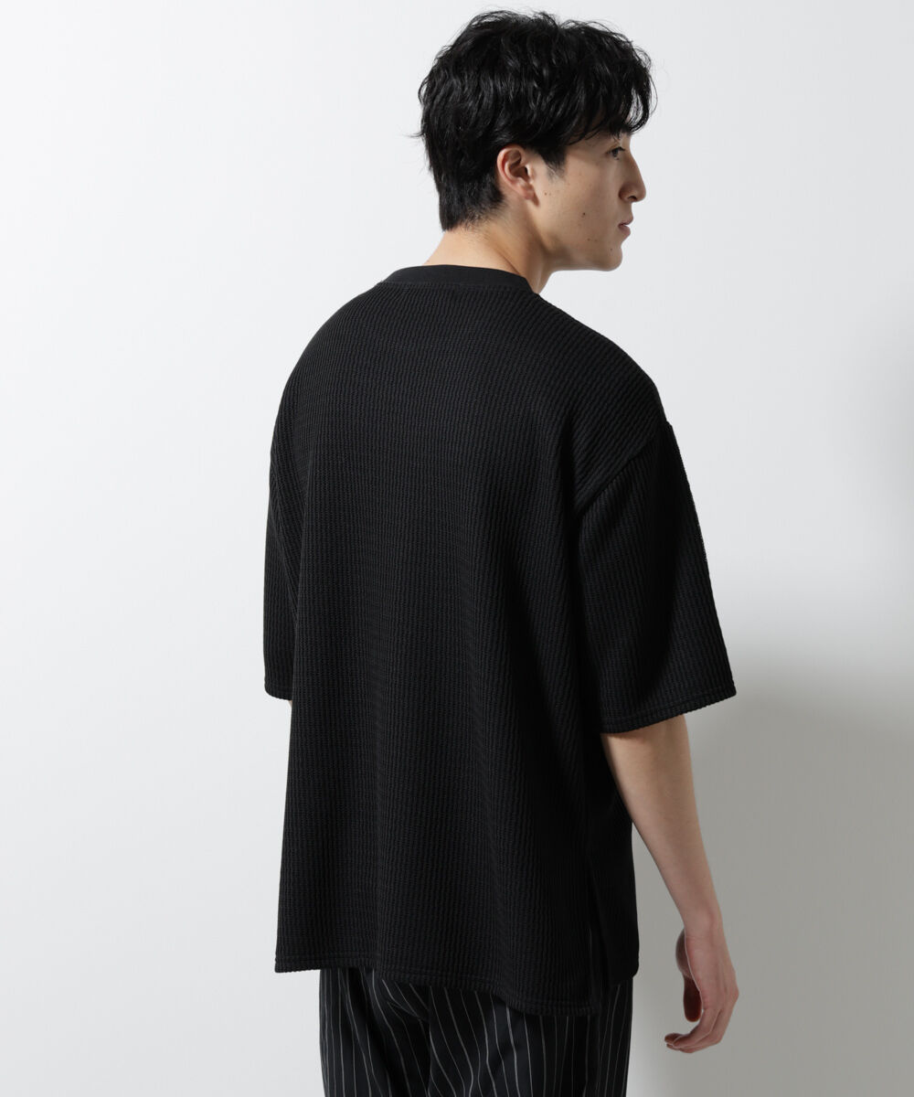 NANO universe「ジャガードニットソーTシャツ 半袖(セットアップ可)」|Tシャツ・カットソー|