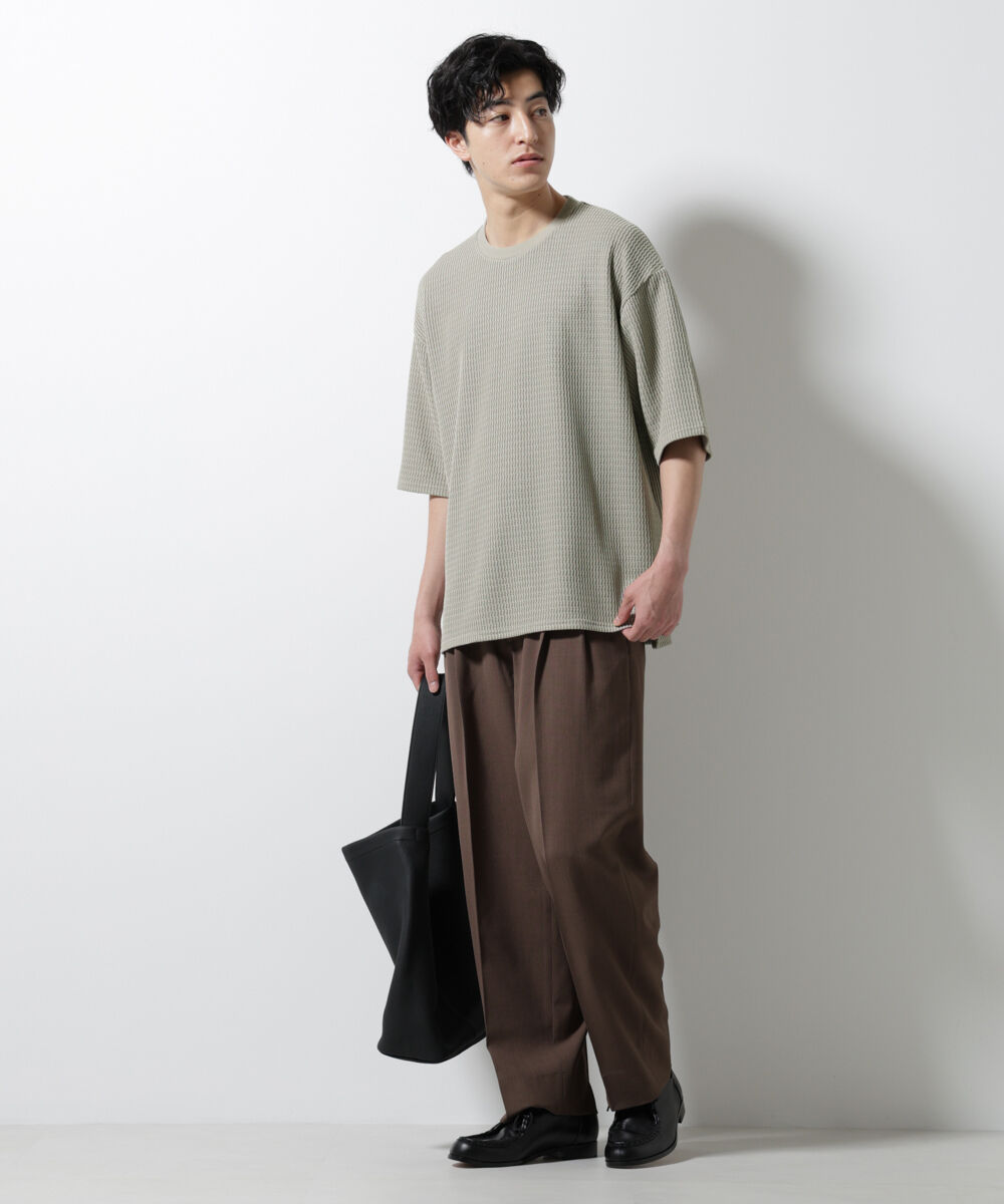 NANO universe「ジャガードニットソーTシャツ 半袖(セットアップ可)」|Tシャツ・カットソー|