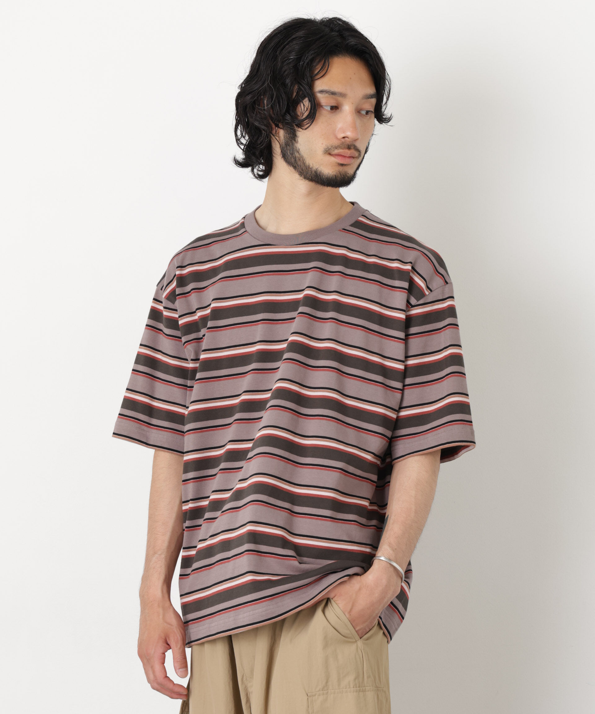 nano･universe「コーマコットンランダムボーダーTシャツ」|Tシャツ・カットソー|