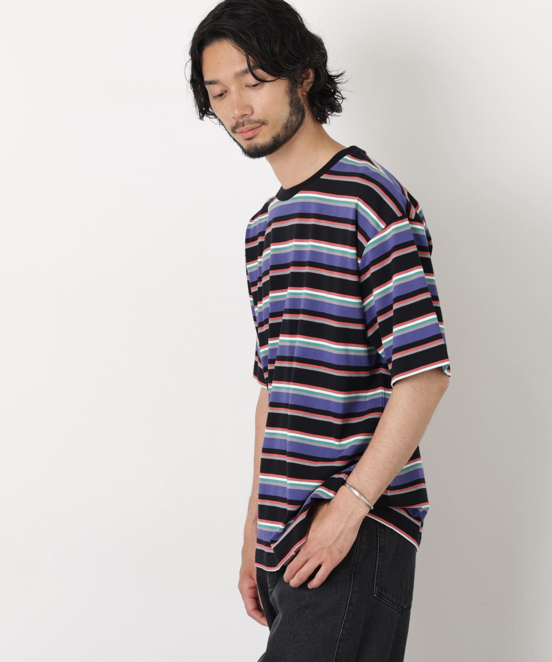nano･universe「コーマコットンランダムボーダーTシャツ」|Tシャツ・カットソー|
