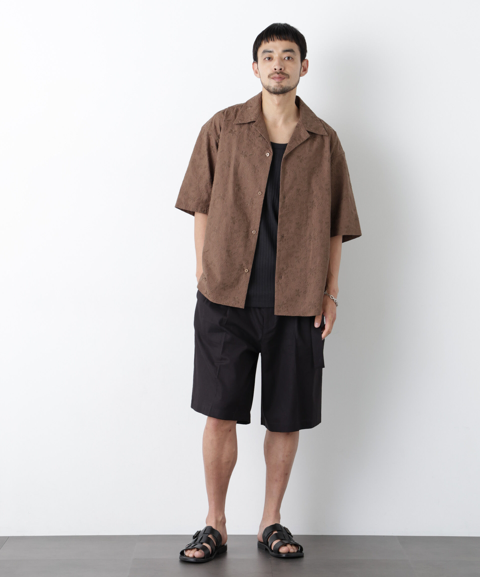 NANO universe「｢FRENCH LINEN｣ ベルテッドワイドショーツ」|チノ|