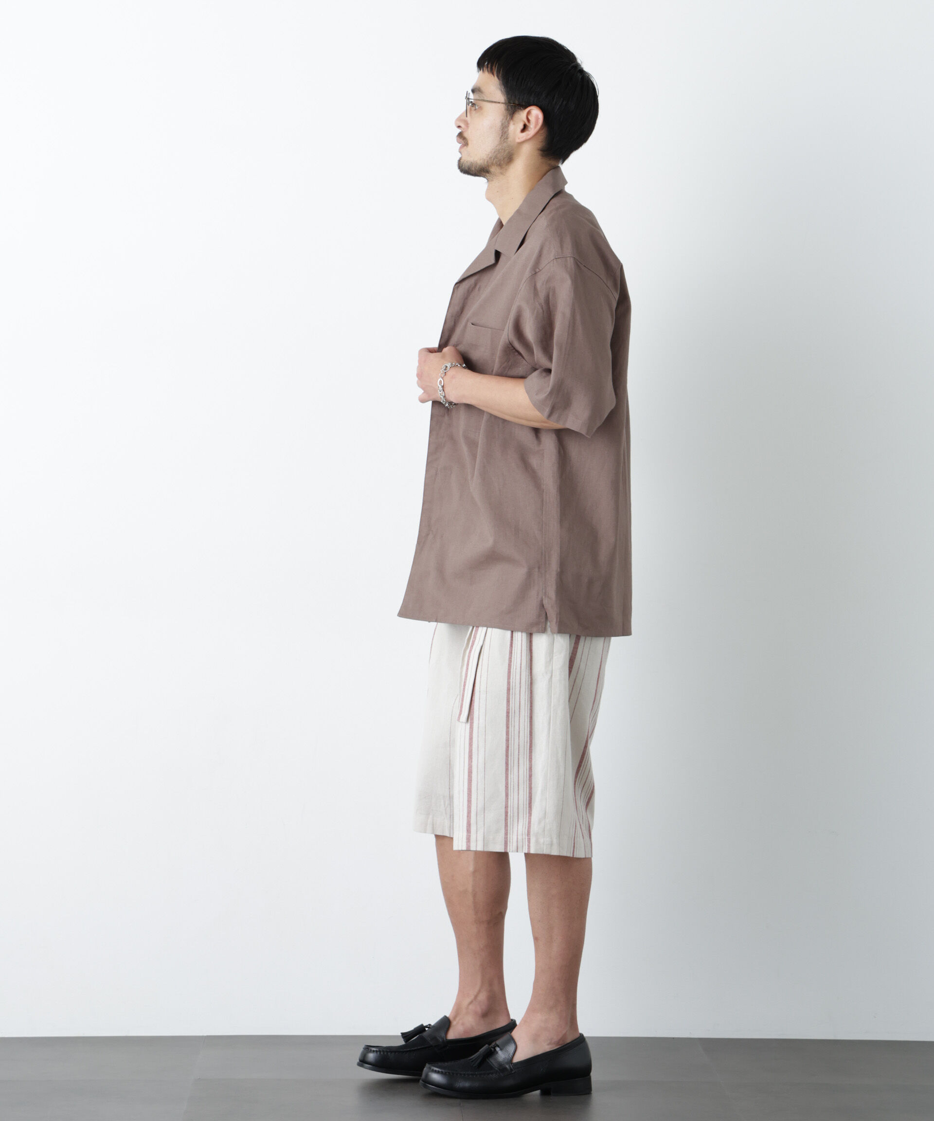 NANO universe「｢FRENCH LINEN｣ ベルテッドワイドショーツ」|チノ|