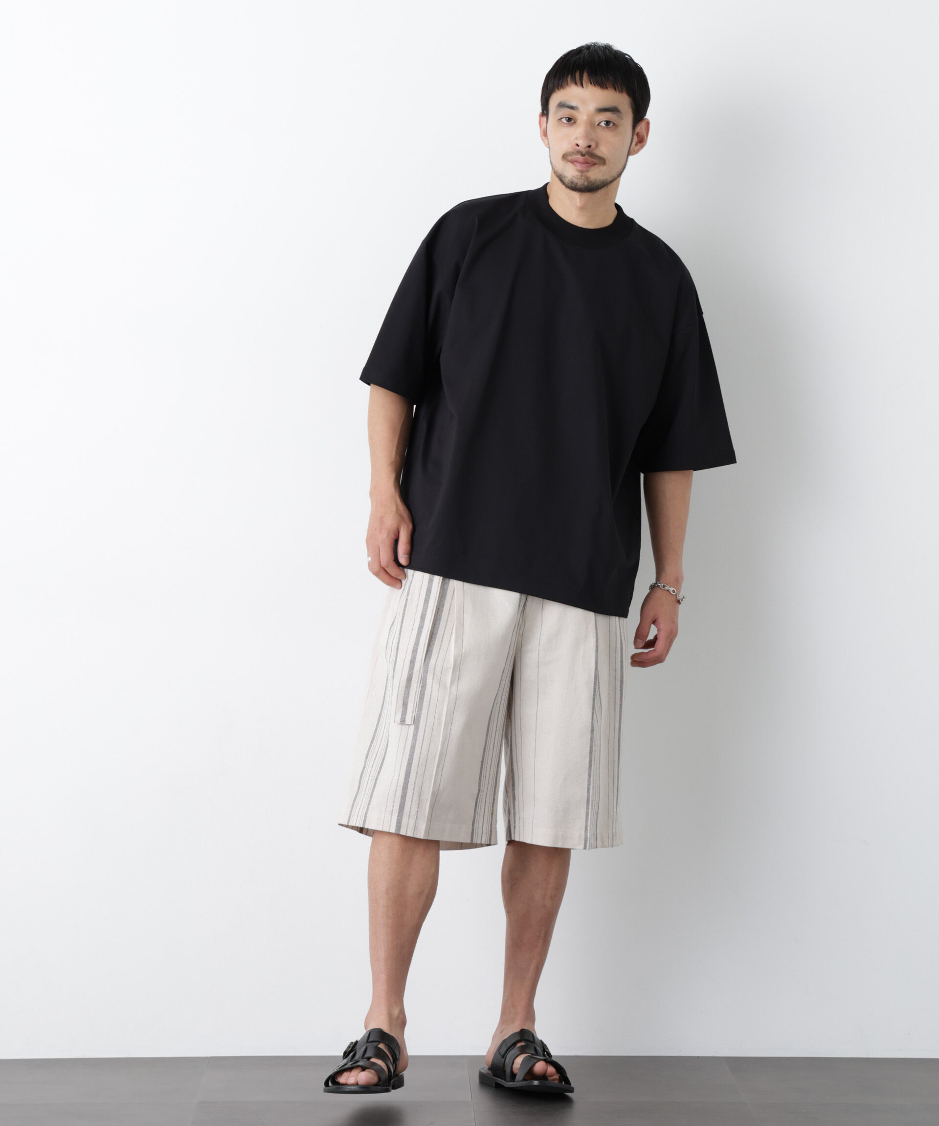 NANO universe「｢FRENCH LINEN｣ ベルテッドワイドショーツ」|チノ|