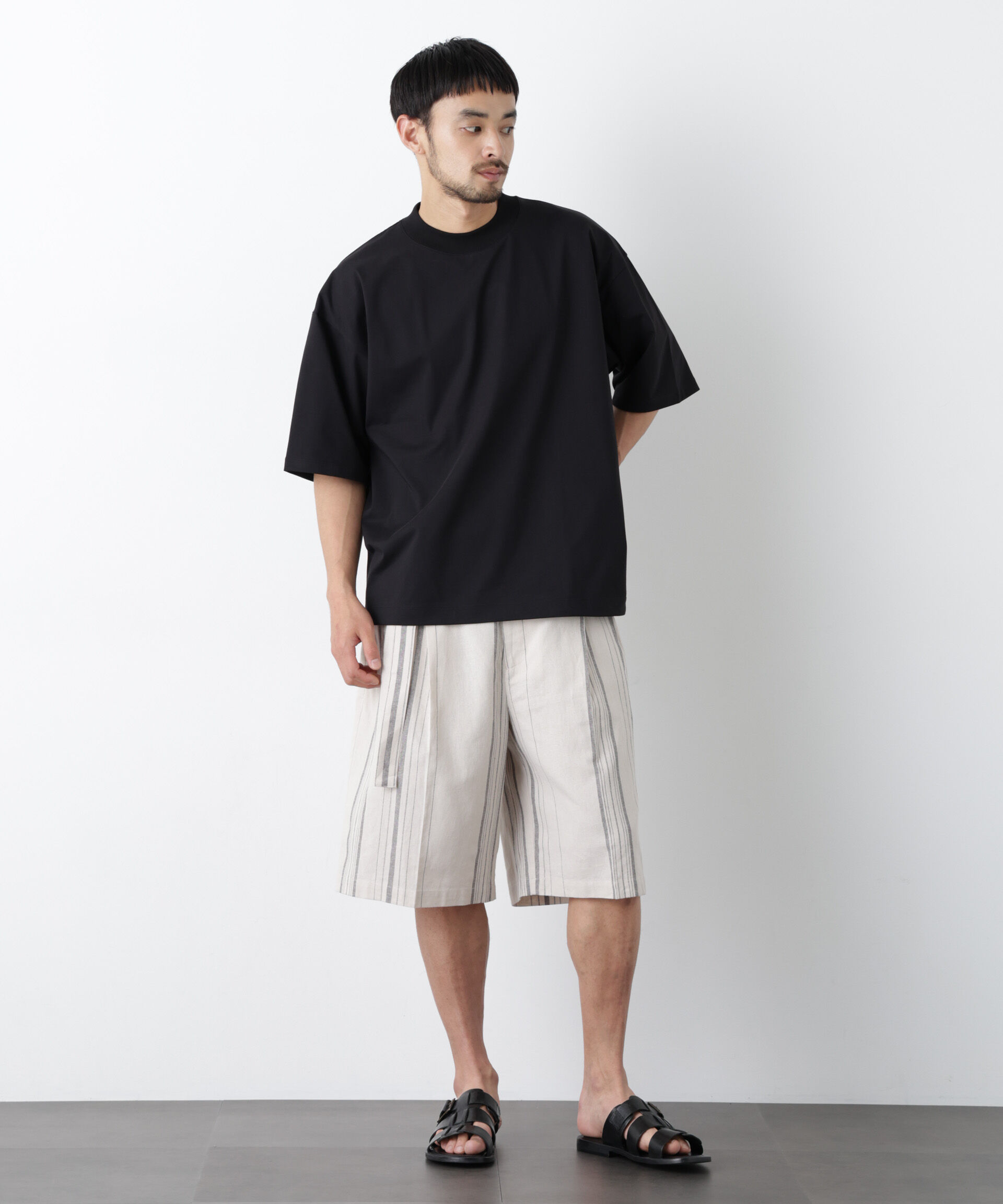 NANO universe「｢FRENCH LINEN｣ ベルテッドワイドショーツ」|チノ|