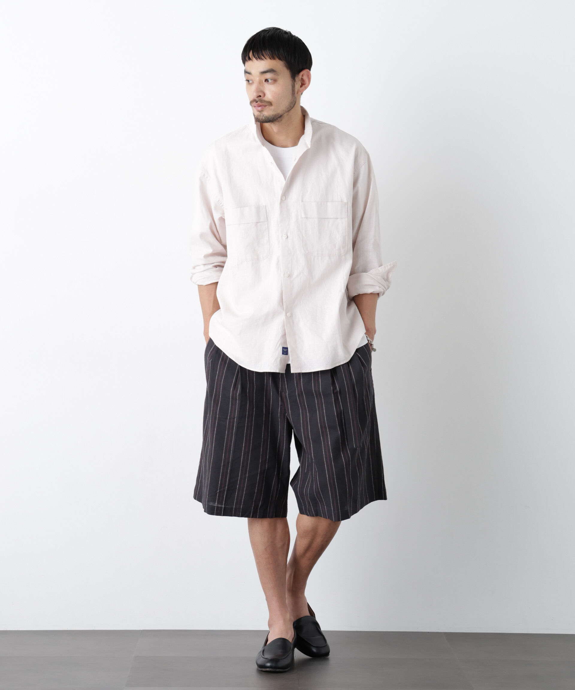 NANO universe「｢FRENCH LINEN｣ ベルテッドワイドショーツ」|チノ|