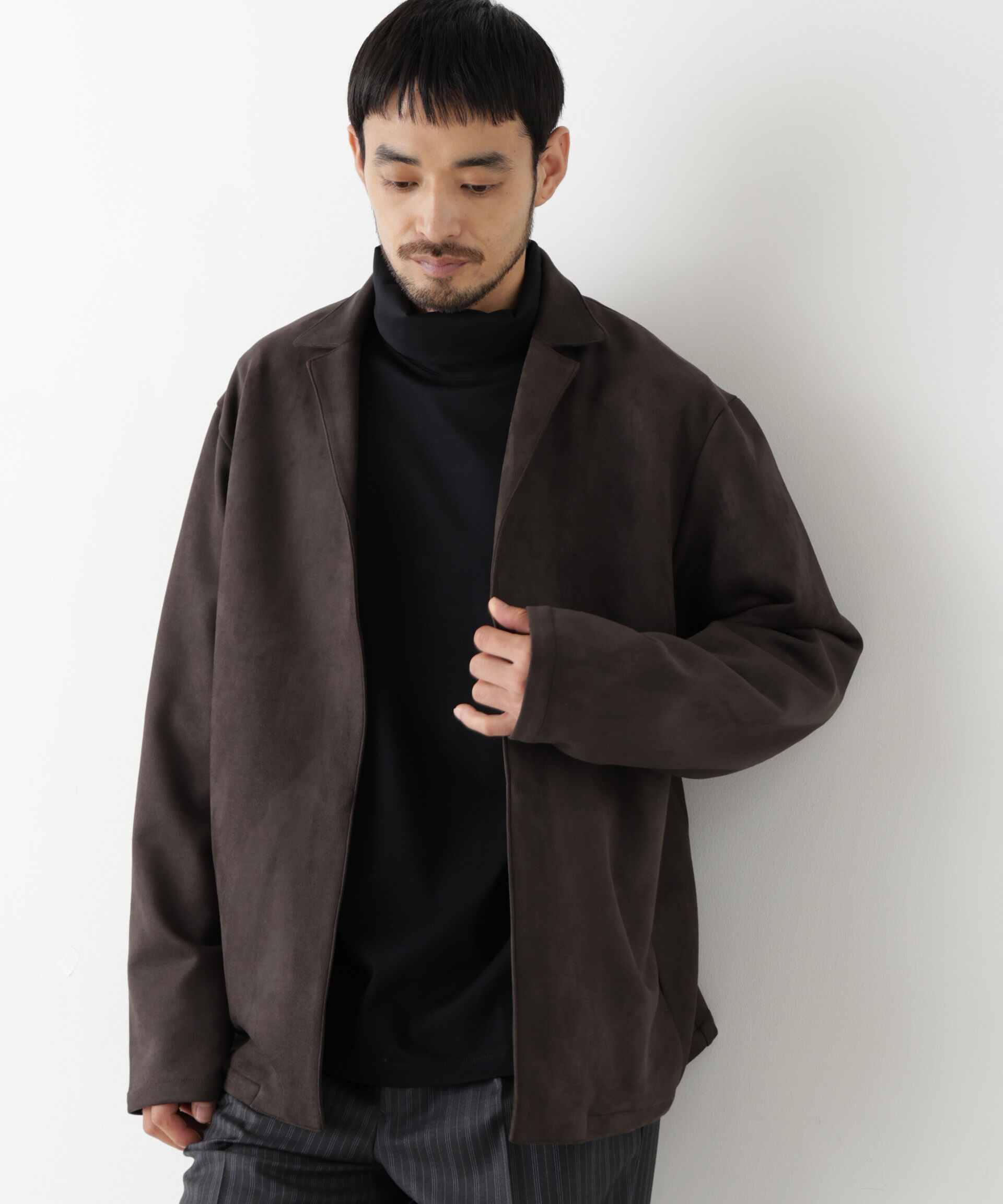 NANO universe「フェイクスエード着流しシャツ」|Tシャツ・カットソー|