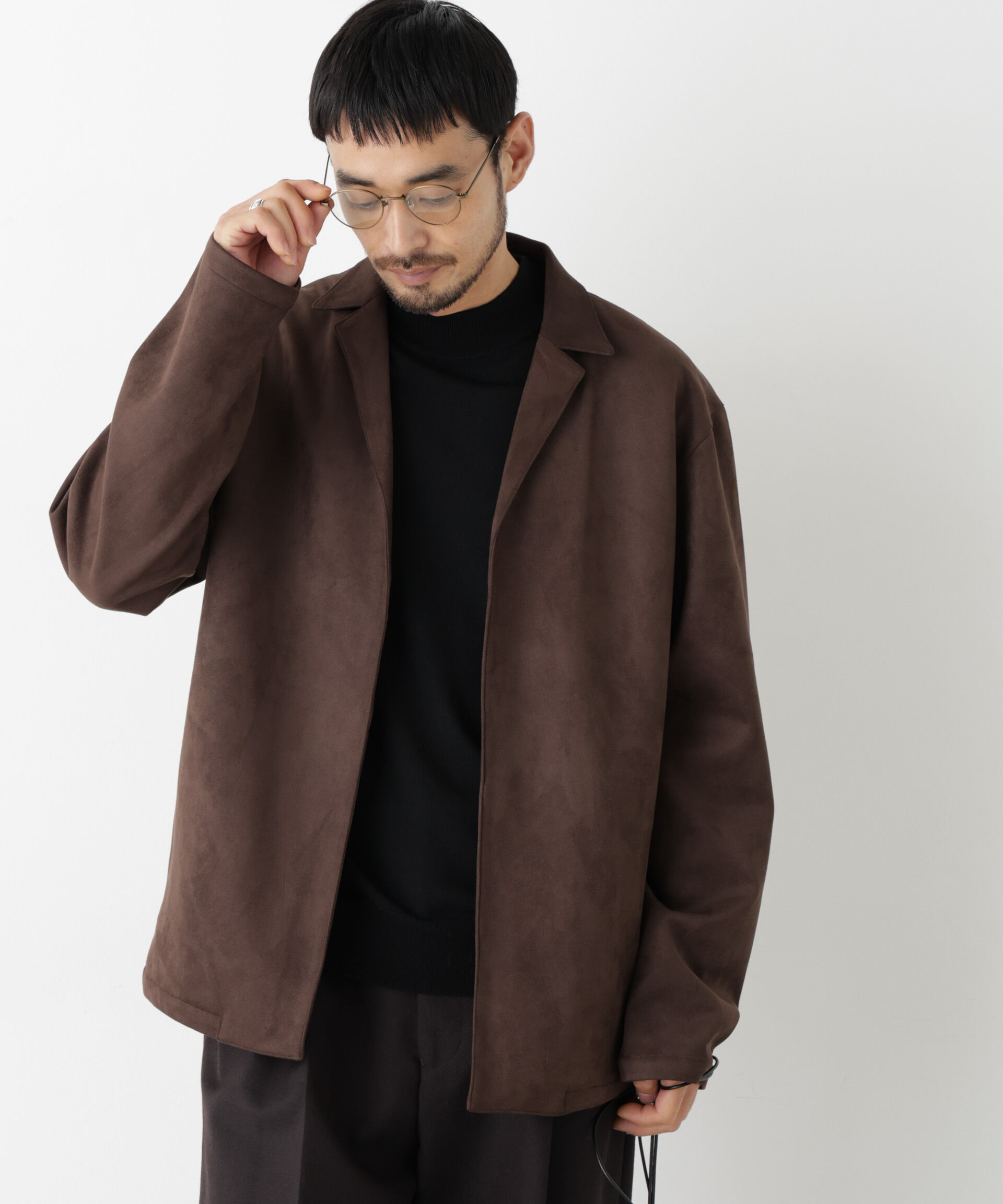NANO universe「フェイクスエード着流しシャツ」|Tシャツ・カットソー|D.ブラウン2