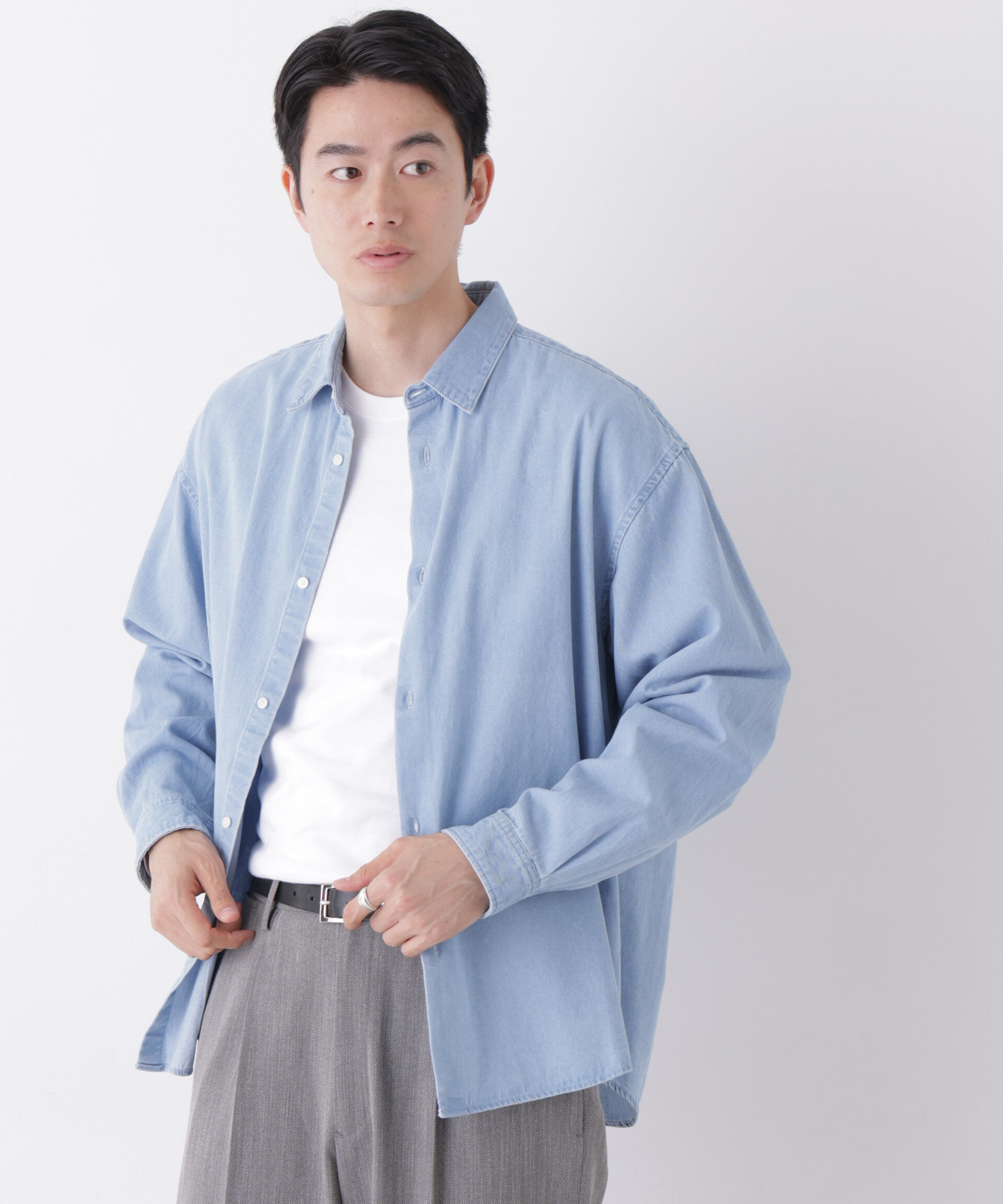 NANO universe「「OtoNANO」大人のワイドシャツ デニムシャツ 長袖」|シャツ・ブラウス|