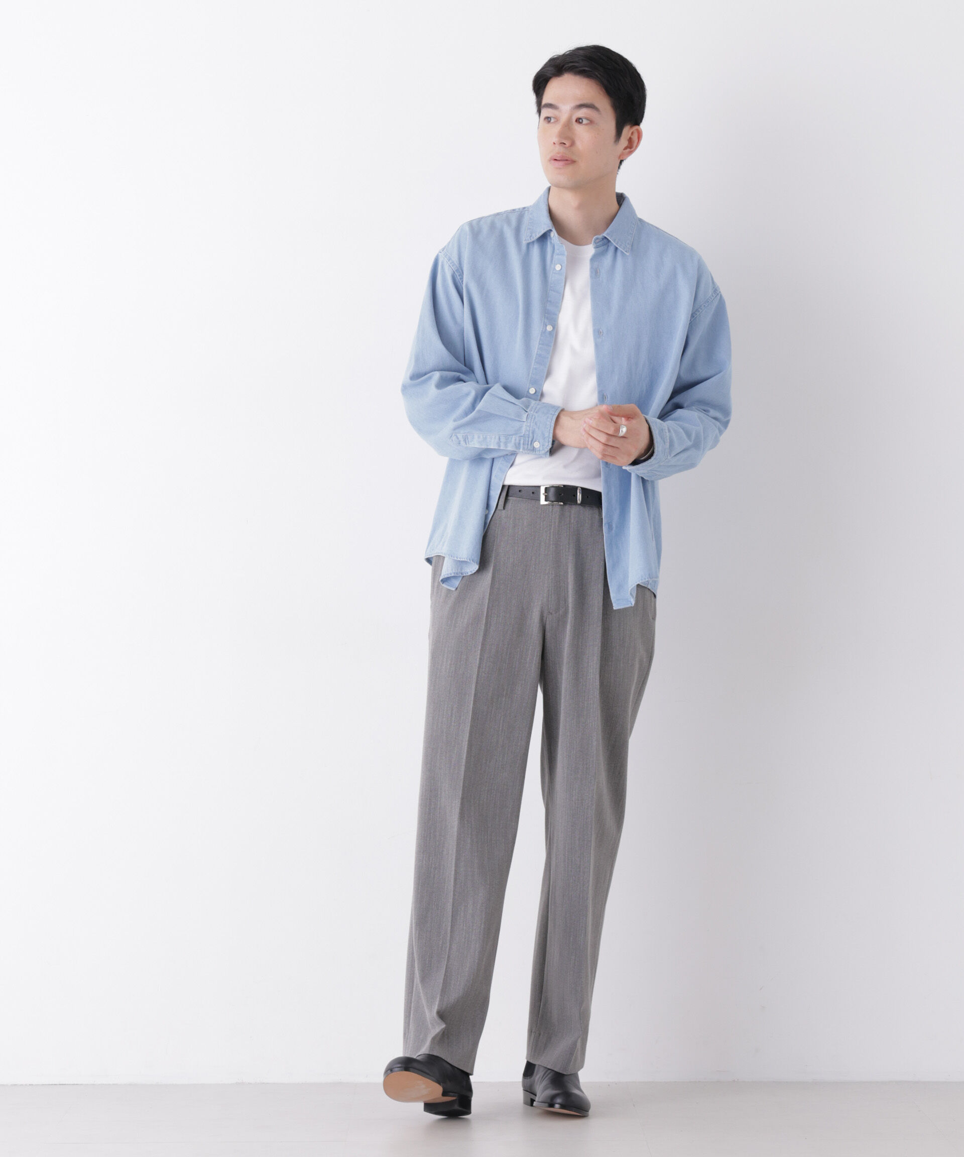 NANO universe「「OtoNANO」大人のワイドシャツ デニムシャツ 長袖」|シャツ・ブラウス|
