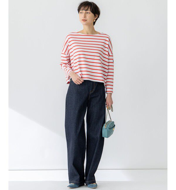 23区「【洗える】Armor-lux スムース クロップド  ボーダー カットソー」|Tシャツ・カットソー|