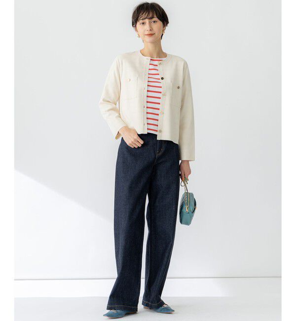 23区「【洗える】Armor-lux スムース クロップド  ボーダー カットソー」|Tシャツ・カットソー|