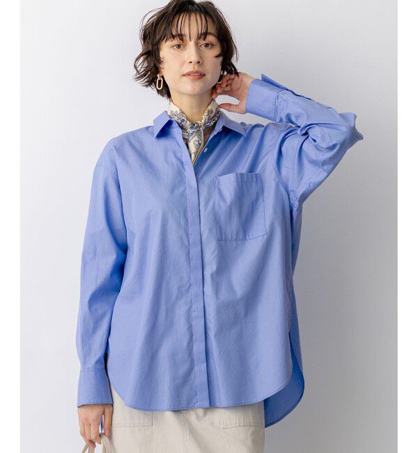 23区「【Oggi掲載・見上愛さん着用】CANCLINI シャーティング ルーズフィットシャツ」|シャツ・ブラウス|ブルー系