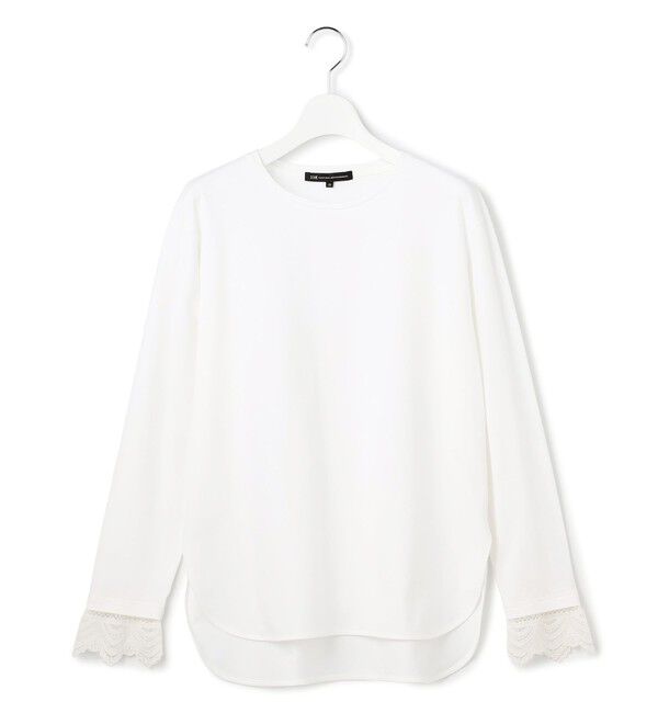 23区「ナチュラルコットンベア 袖レース カットソー」|Tシャツ・カットソー|