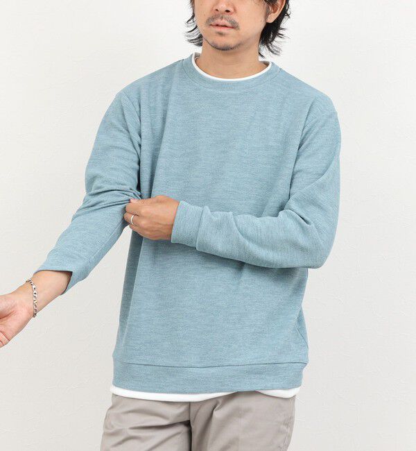 NOLLEY'S goodman「メランジＷフェイスダブルカラー LS Tee 26AW」|Tシャツ・カットソー|グレイッシュブルー