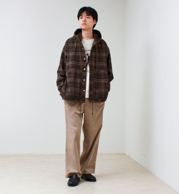 GLOSTER「T/C起毛 チェックフーデッドシャツブルゾン」|シャツ・ブラウス|