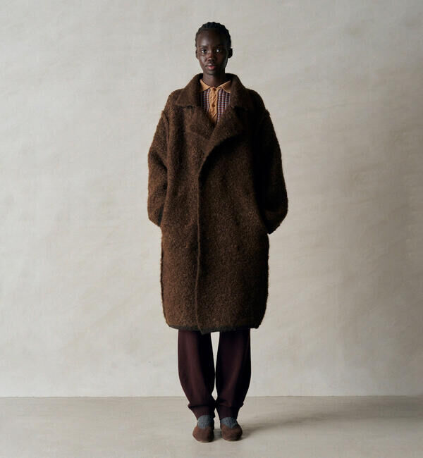 UNFIL「UNFIL | ウール ポロカラー長袖ニットシャツ CHECK WOMEN」|ニット・セーター|