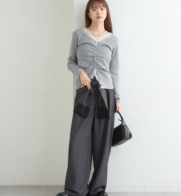  「レースドッキングVニット」|ニット・セーター|