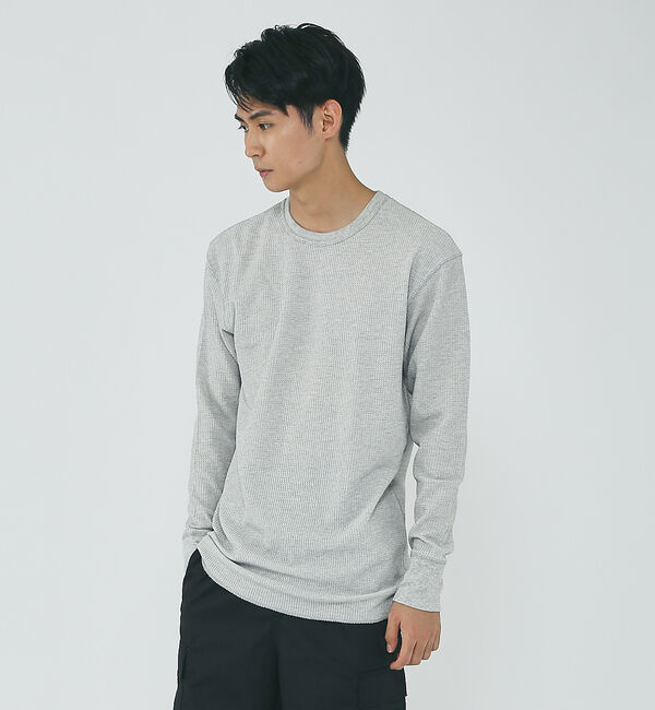 ABAHOUSE「【JEMORGAN/ジェーイーモーガン】ワッフル クルーネック ロングスリーブ」|Tシャツ・カットソー|グレー