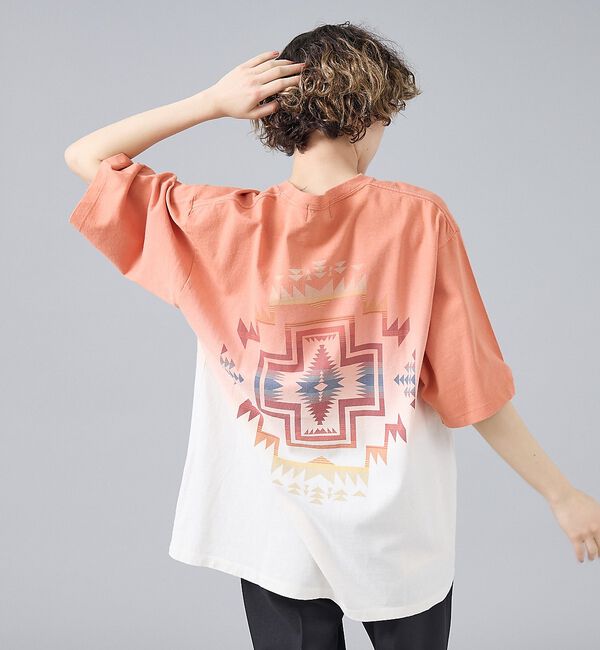 ABAHOUSE「【PENDLETON/ペンドルトン】グラデーション ダイバックプリント Tシャツ」|Tシャツ・カットソー|オレンジ系その他1