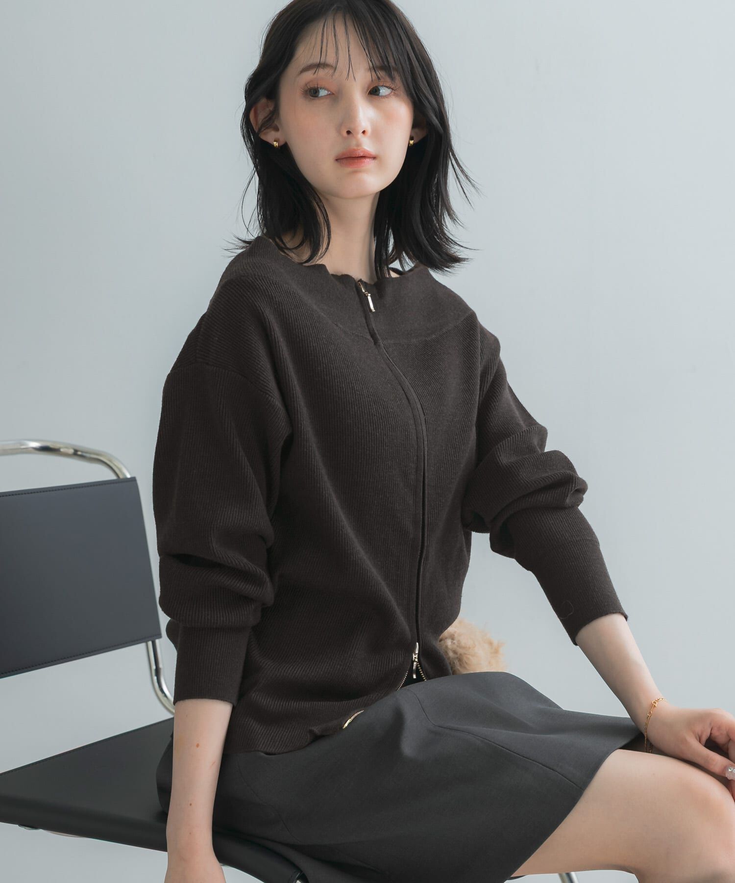 URBAN RESEARCH ROSSO「ウール混2WAYネックジップニット」|ニット・セーター|