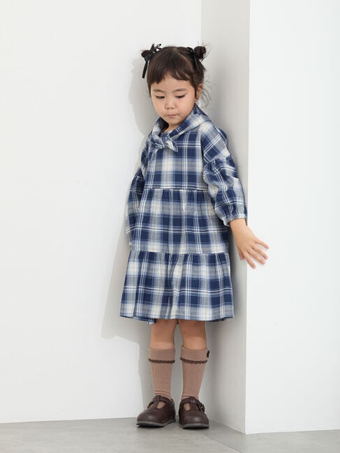 Samansa Mos2 Lagom「スカーフ付きチェックティアードワンピース」|ワンピース|